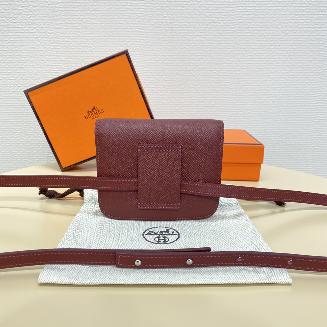 Hermes Constance Slim Wallet Belt Bag In Bordeaux Epsom Leather